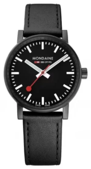 Image of Mondaine Evo2 35mm Black Leather Black IP MSE.35121.LB Watch