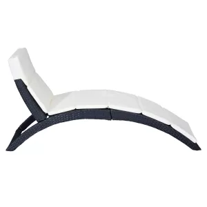 Image of Outsunny Rattan Wicker Folding Sun Lounger-Black