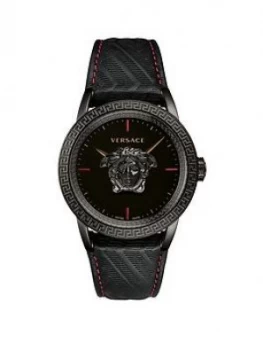 Image of Versace Palazzo Empire Black Medusa Dial Brown Leather Strap Mens Watch