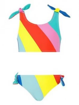 Image of Accessorize Girls Rainbow Stripe Sporty Bikini - Multi