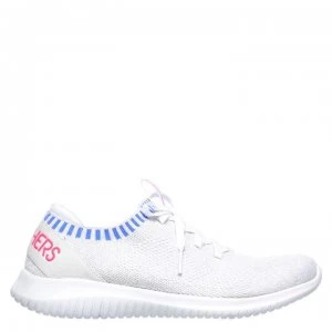 Image of Skechers Ultra Flex Trainers Ladies - White/Blue