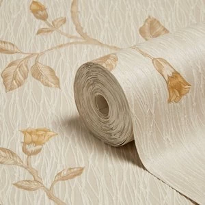 Image of Holden Decor Lia Beige & yellow Floral trail Smooth Wallpaper