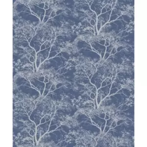 Image of Holden Decor Whispering Trees Dark Blue Wallpaper