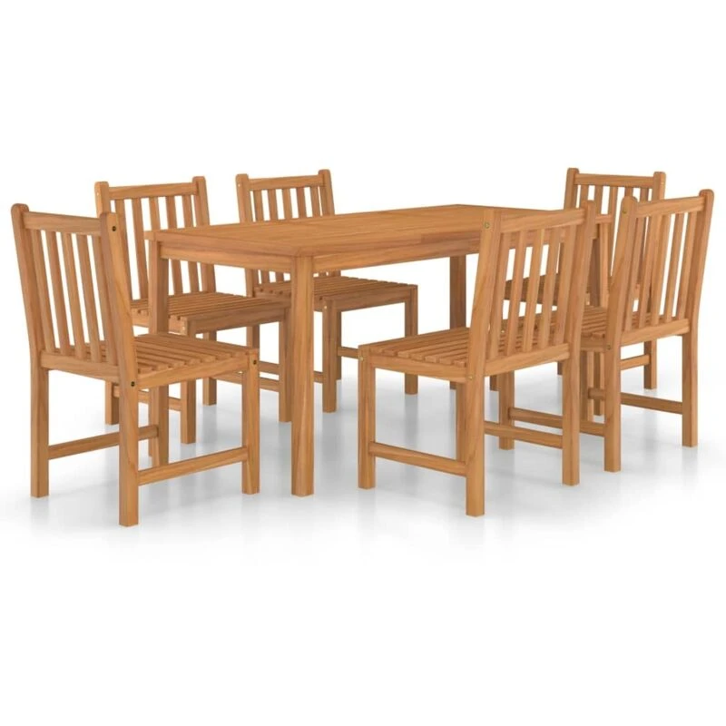 Image of vidaXL 7 Piece Garden Dining Set Solid Teak Wood, Brown 3059938