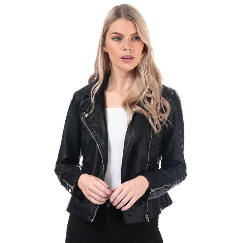 Image of Only Gemma Faux Leather Biker Jacket Black female 14