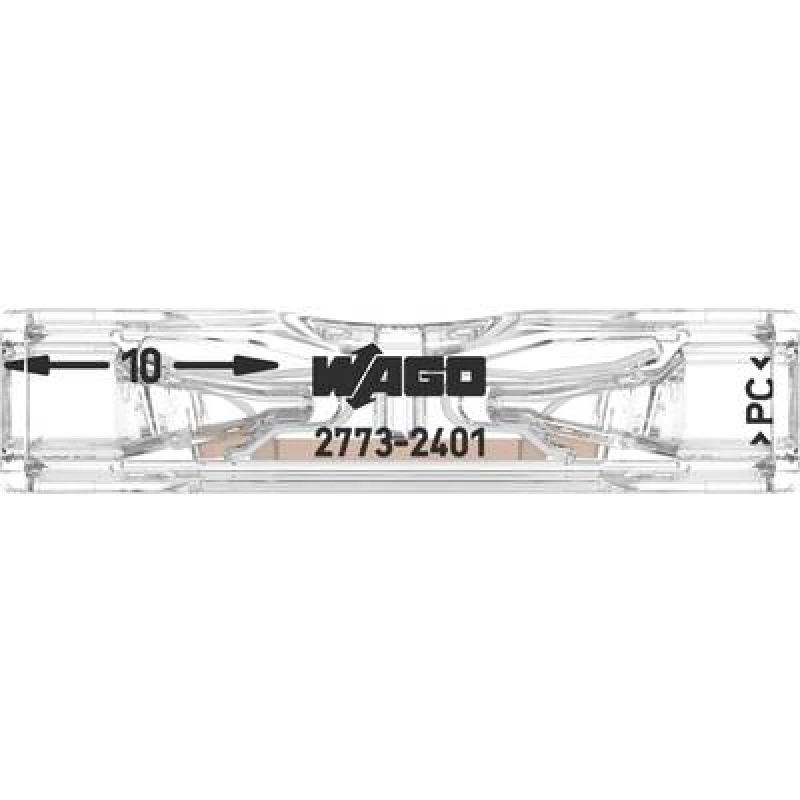Image of WAGO WAGO 2773-2401-100 Continuity flexible: - fixed: 0.75-4 mm² Number of pins: 1 100 pc(s) Transparent 2773-2401-100