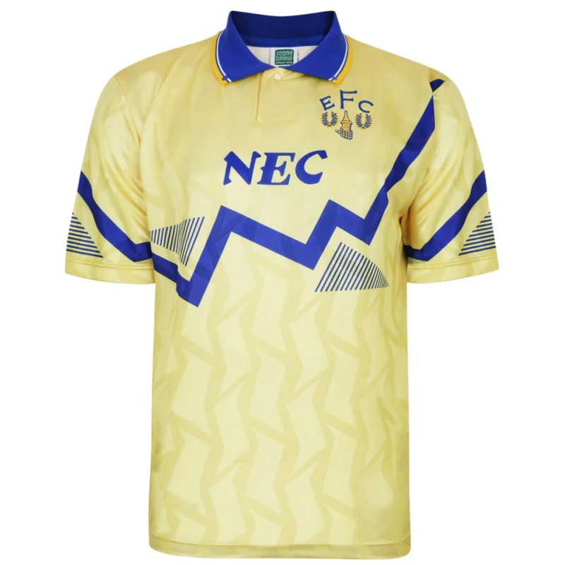 Image of Score Draw Everton 1990 Away Retro Football Shirt EVER90APYSS-XL XL Mens Sportswear