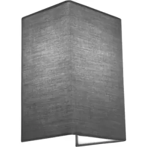 Image of Harperliving - harper living 1xE27/ES Wall Wash Light with Switch, Rectangle Grey Fabric Shade, Suitable for LED Upgrade - Grey