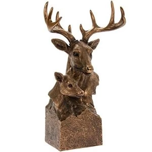 Image of Reflections Brnzd Stag & Deer Bust Figurine By Lesser & Pavey