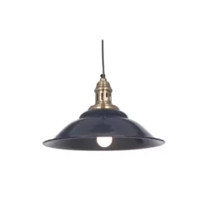 Image of Navy & Antique Brass Metal Cafe Pendant