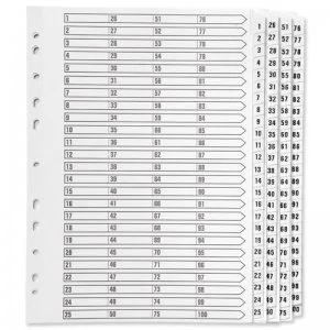 Image of Qconnect A4 1-100 Mylar Index 05701/cs57