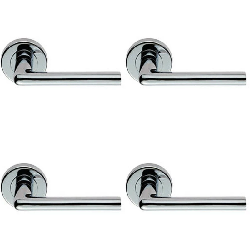 Image of Loops 4x PAIR Rounded Straight Bar Handle Concealed Fix Round Rose Polished Chrome Multi