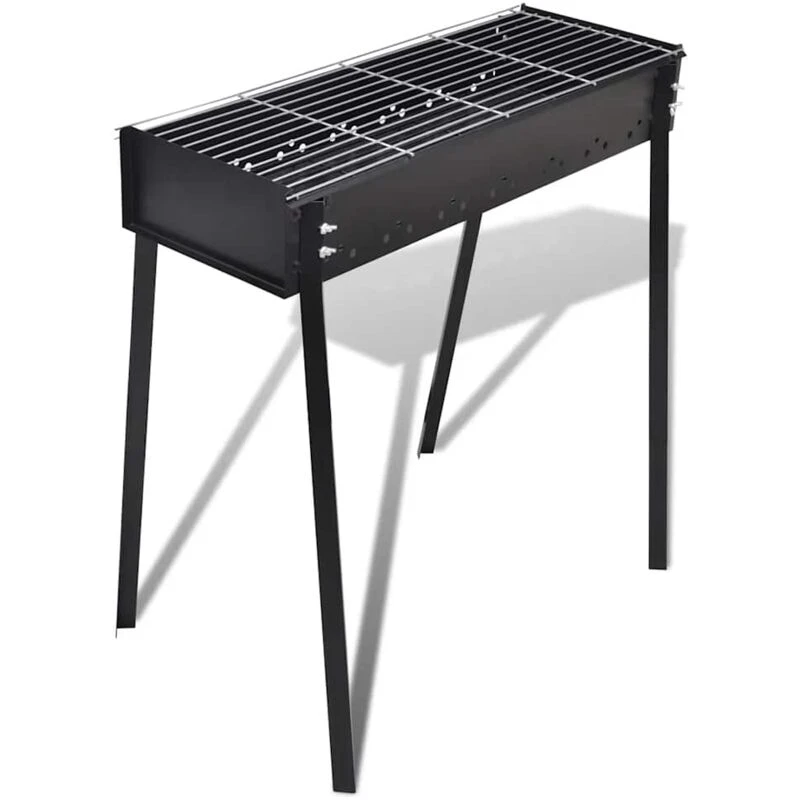Image of Black Steel Barbecue Stand Charcoal BBQ 75 x 28cm
