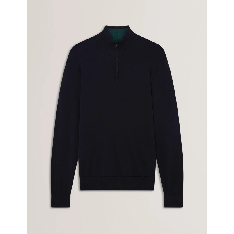 Image of Ted Baker Mens Merino Half Zip Crew Neck Jumper Navy male S (2)