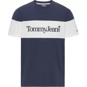 Image of Tommy Jeans Tjm Clsc Serif Linear Block Tee - Blue