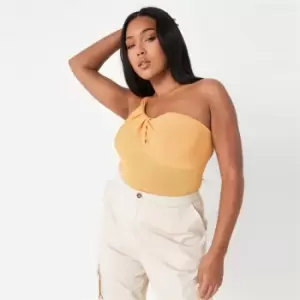 Image of Missguided Texture Asym One Shoulder Bodysuit - Orange