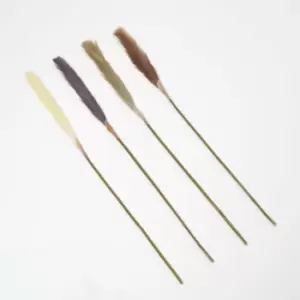 Image of HOMESCAPES Artificial Pampas Grass Set of 4 Natural, 78cm - Brown, Beige