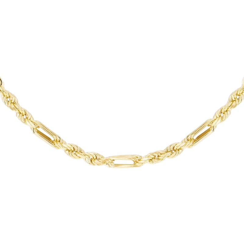 Image of Be You 9ct Gold Hollow Diamond Cut Figarope Chain Yellow Gold female 18in