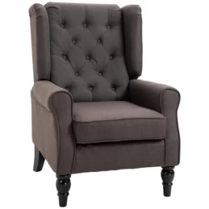 Image of HOMCOM Wood Fabric Accent Armchair Home Furniture Retro Tufted Club 108H x 76W x 86Dcm Brown