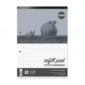 Image of RHINO Office A4 Refill Pad Headbound 160 Pages 80 Leaf 8mm Lined with