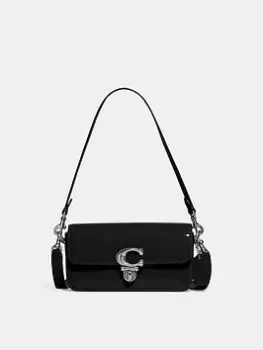 Image of Coach Patent Leather Studio Baguette Bag - Lh/Black