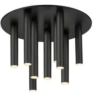 Image of Zumaline Loya Integrated LED Semi Flush Ceiling Light, Matt Black, 4050LM 3000K