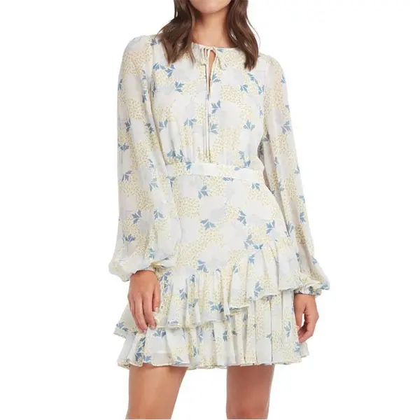 Image of Ted Baker Suziiee Floral Drill Mini Dress Shirt Dresses 8 (XS) Blue 65991018310