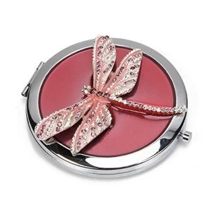 Image of Sophia Pink Crystal Dragonfly Compact Mirror