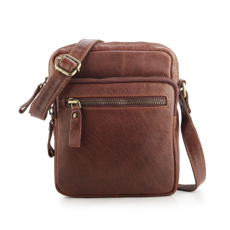 Image of PRIMEHIDE Compact Cross Body Leather Bag in Brown Brown Unisex One Size