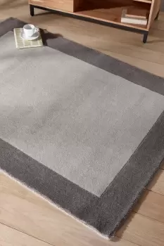 Image of Origins Borders Wool Rug - Size: 67x200cm - Grey