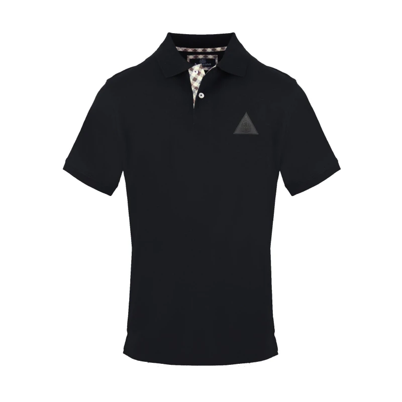 Image of Aquascutum Mens Polo Short Sleeve Polo Shirt Black male Small