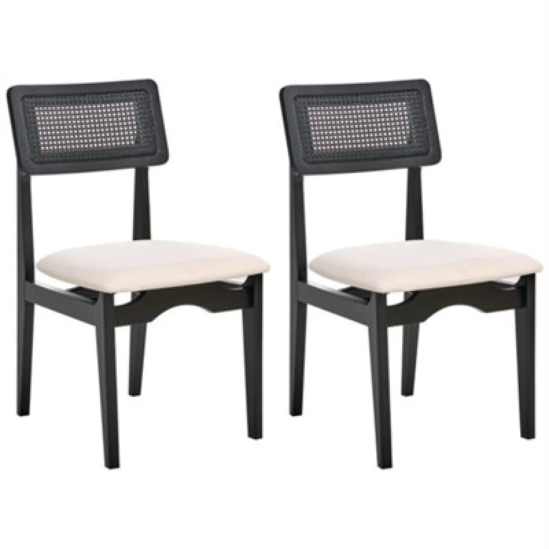 Image of Beliani Set Of 2 Dining Chairs Rubonia Wood Black