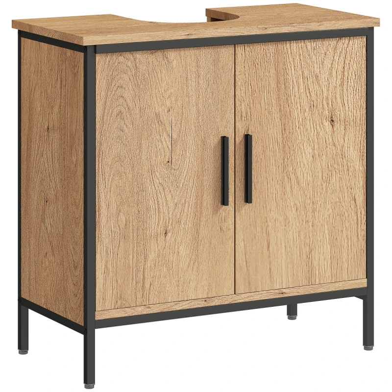 Image of HOMCOM HOMCOM Under Sink Cabinet with Doors for Basin without or with Pedestal Oak