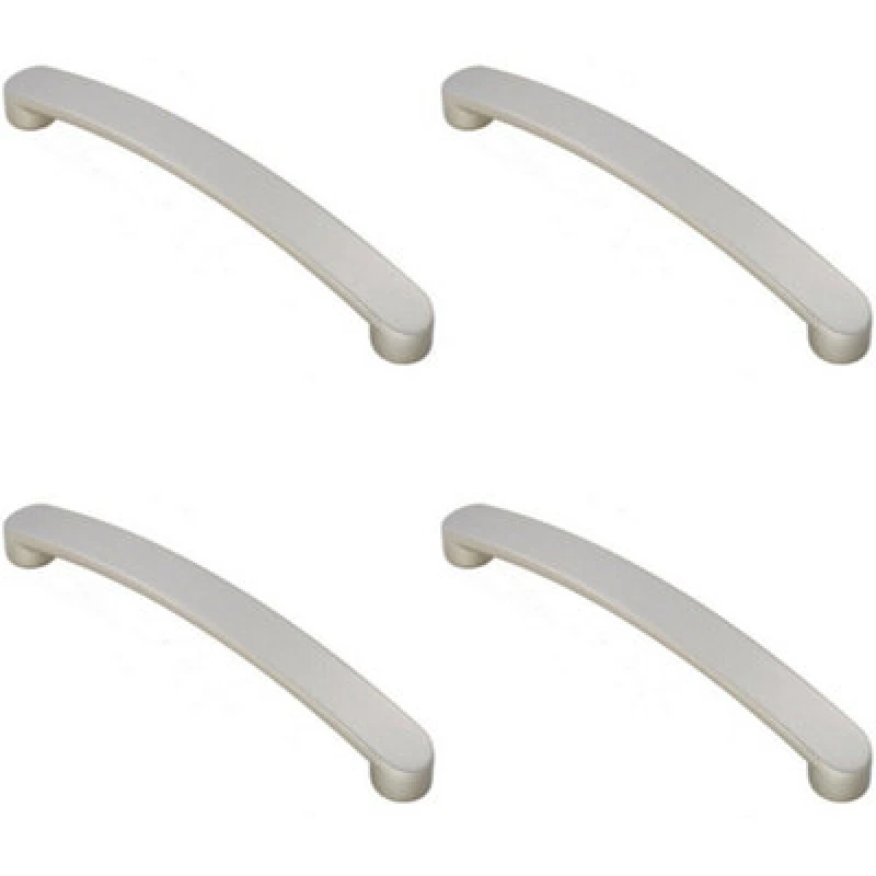Image of Loops 4x Flat Fronted Bow Pull Handle 179 x 19mm 160mm Fixing Centres Satin Nickel Metallics unisex