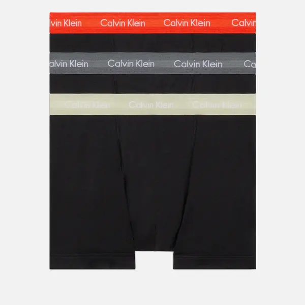 Image of Calvin Klein Stretch 3 Pack Cotton-Blend Trunks - M