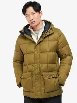 Image of Barbour Fell Baffle Quilted Coat - Green, Size L, Men