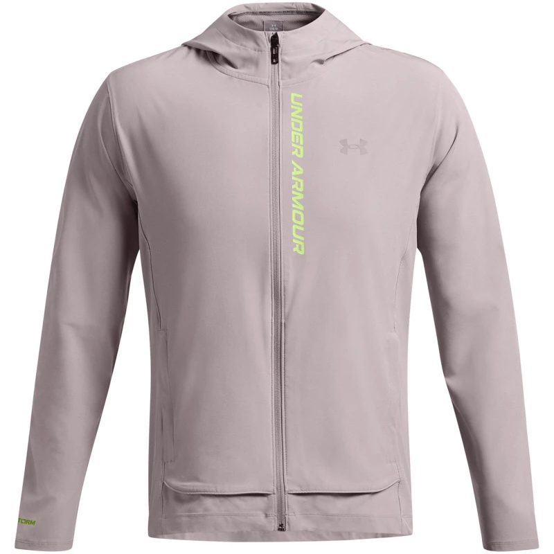 Image of Under Armour Mens Outrun The Storm Water-Resistant Moisture-Wicking Performance Running Jacket Gray male S