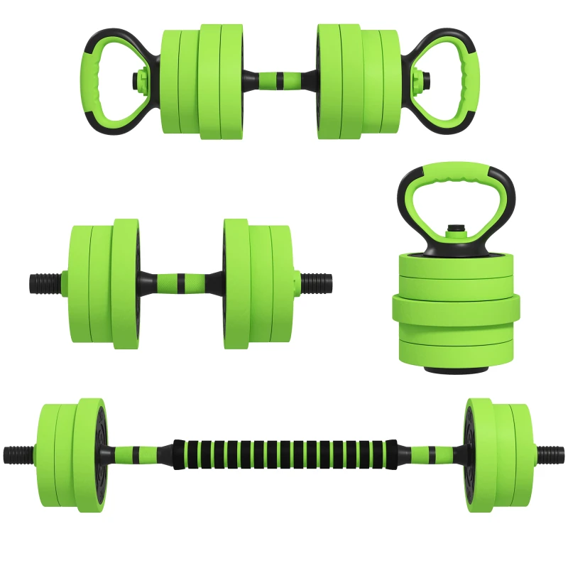 Image of SPORTNOW 4-in-1 Adjustable Weight Dumbbells Set, Used as Barbell, Kettlebell, Push up Stand, Free Weights Set for Home Gym Training, 20KG Aosom UK