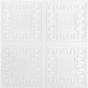 Image of Belgravia Decor Greek Key White Textured Wallpaper