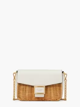 Image of Kate Spade Katy Wicker Flap Chain Crossbody, Halo White Multi, One Size