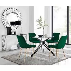 Image of Furniture Box Cascina Dining Table and 4 Green Pesaro Gold Leg Chairs