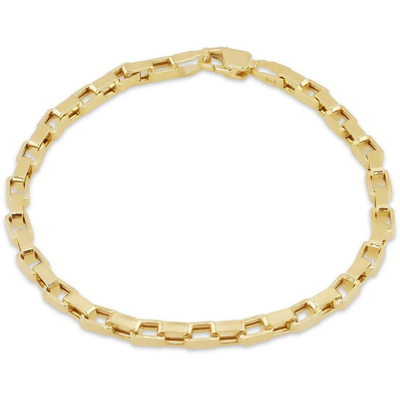 Image of Be You 9ct Gold Square Paper Link Bracelet Chain Bracelets 7" Gold 72925110000