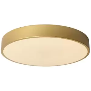 Image of Lucide UNAR - Flush Ceiling Light - Ø39.5cm- LED Dim. - 1x24W 2700K - 3 StepDim - Matt Gold, Brass