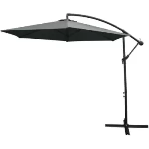Image of 3m Cantilever Garden Parasol Banana Hanging Umbrella Winding - Grey