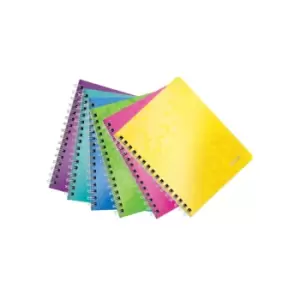 Image of WOW Notebook A5 Ruled, Wirebound with Polypropylene Cover 80 Sheets. 2-Hole Punched Assorted - Outer Carton of 6