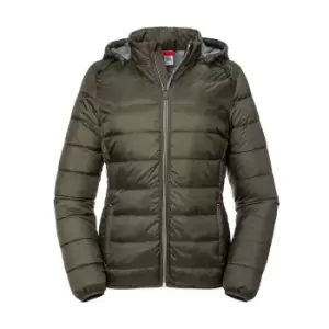 Image of Russell Womens/Ladies Ladies Hooded Nano Jacket (XS) (Dark Olive)