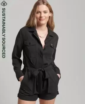 Image of Superdry Tencel Vintage Long Sleeve Military Playsuit