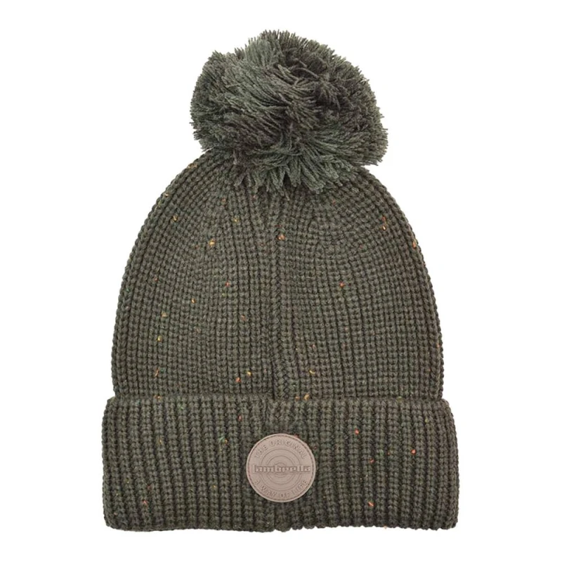 Image of Lambretta Mens Logo Bobble Beanie in Green Green Male One Size