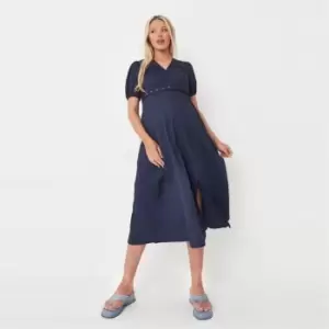 Image of Missguided Maternity Belted Puff Sleeve Maxi Dress - Blue