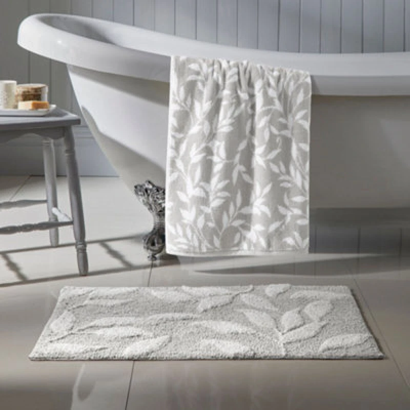Image of Dreams & Drapes Sandringham Leaf Bath Mat Grey